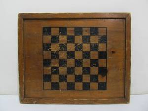 lot 163 image: Original Dated 1861 Folk Art Wooden Chess Board