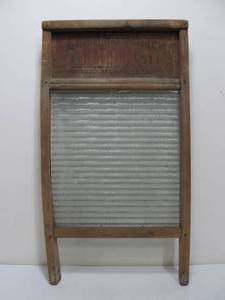 lot 180 image: Antique Primitive GLASSCRYSTAL Washboard