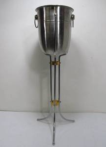 lot 182 image: Large Mid Century Chrome Champagne Bucket wStand