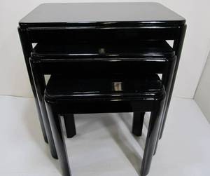 lot 16 image: Vintage POWELL Set of 3 Black Nesting Tables