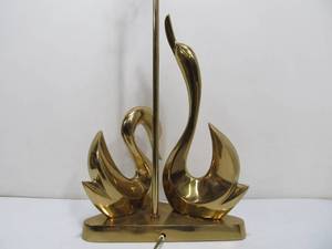 lot 36 image: Large Vintage Brass GooseSwan Table Lamp