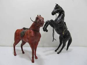 lot 301 image: 2 Larger Genuine Leather Horses