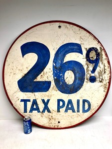 lot 4 image: Orig Vintage Late 40s Era Round Metal Gas Station Price Sign