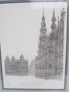 lot 335 image: Vintage Signed Numbered Sketch Print - Brussels