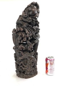 lot 360 image: Wonderful Large Ornately Carved Oriental Wood Sculpture