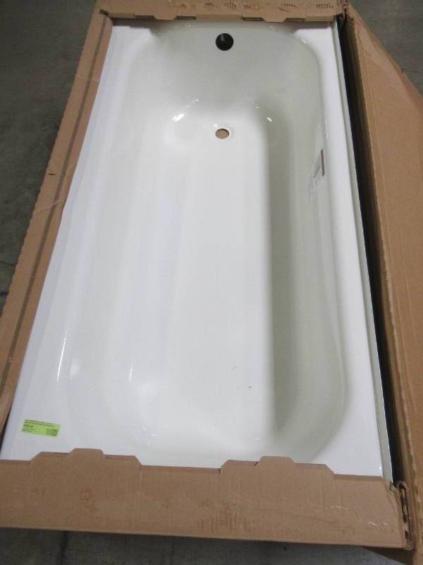 Bootz Industries Aloha 60 x 30 x 14 14 Left Drain Rectangular Alcove Soaking Bathtub in White, Enamel Damage LH Front Corner and RH Back Corner.