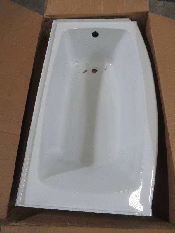 American Standard Ovation 60 x 30 x 17 Right Drain Bathtub in Arctic White - Slight Crack near Overflow.
