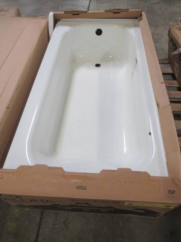 Bootz Industries Aloha 60 x 30 Left Drain Rectangular White Alcove Soaking Bathtub in White. Slight Enamel Damage on RH Back Side of Wainscot.