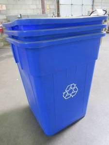3 HUSKEE 55 Gal Recycling Containers.