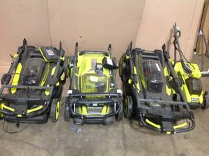 PALLET OF ASSORTED RYOBI OUTDOORLAWNCARE TOOLS (4 lawnmowers) see all pictures UNCHECKED