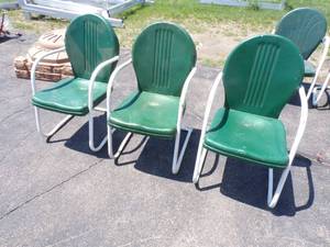 lot 92 image: 3 Vintage Metal Outdoor Chairs