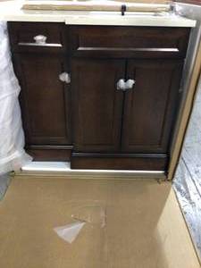Teagen 36 in. W Bath Vanity in Dark Espresso with Cultured Stone Vanity Top in Beige with White Basin by Home Decorators Collection (review all pictures)