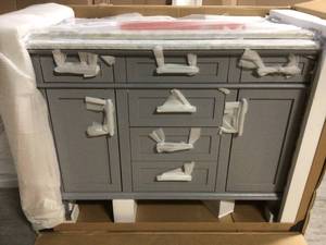Sonoma 48 in. W x 22 in. D Vanity in Pebble Grey with Marble Vanity Top in Carrara with White Basin (review all pictures)