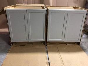 Lot of 2 Gray Cabinets (both in good condition) review all pictures