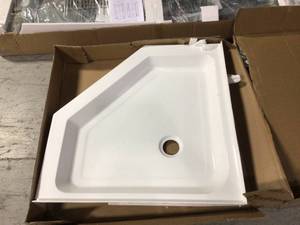 Maia 36 in. x 79.50 in. Corner Drain Corner Shower  in Clear and Chrome by Glacier Bay (review all pictures) (not all parts might be included)