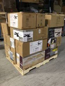 Pallet of assorted Hampton Bay InteriorExterior Fans (Various Conditions & Sizes)  review all pictures