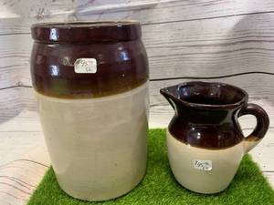 lot 23 image: Antique RCP Company Stoneware Pitcher & Pottery Jar
