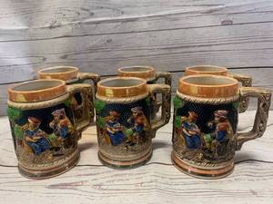 lot 30 image: Lot of Six Antique Japanese Beer Steins