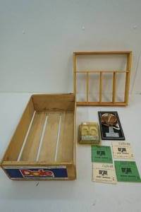 lot 139 image: Manuels, doll shoes, shelf, temp gage