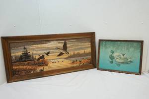 lot 375 image: bird painting and crossstitch
