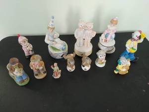 lot 13 image: Collection of Clown Figurines and Musical Figurines