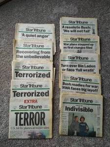 lot 31 image: Collection of Star Tribune World News featuring September 11th Terrorist Attack