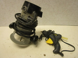 lot 726 image: PORTER-CABLE HEAVY DUTY ROUTER W FIXED BASE, STANLEY GLUE GUN