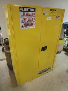 lot 738 image: JUST-RITE FLAMMABLE STORAGE CABINET W SHELVES