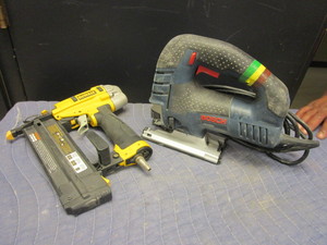 lot 757 image: DEWALT BRAD NAILER, BOSCH JIGSAW