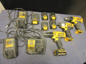 lot 769 image: DEWALT CORDLESS DRILLDRIVERS, IMPACT DRIVER, CHARGERS, BATTERIES