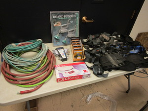 lot 843 image: PRO CARPENTER TAPE MEASURES, BOARD BUDDIES SHAPER HOLD-DOWN DEVICES, SAFETY STRAPS, MORE