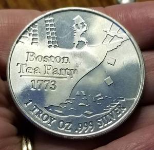 1 TROY OZ. .999 FINE SILVER DONT TREAD ON ME BOSTON TEAPARTY