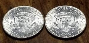 2 BU-UNC 1964 KENNEDY SILVER HALF DOLLARS