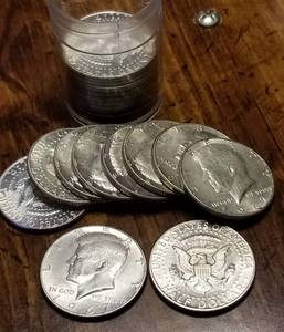 AU-UNC ROLL OF 1967 KENNEDY HALF DOLLARS 40% SILVER 20 COINS