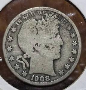 1908 BARBER SILVER HALF DOLLAR