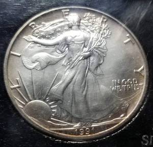 1991 AMERICAN SILVER EAGLE 1 TROY OZ. .999 FINE SILVER DOLLAR