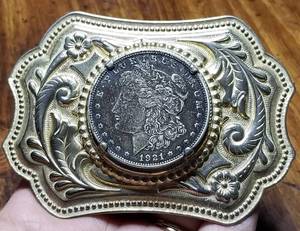 1921 MORGAN SILVER DOLLAR BELT BUCKLE