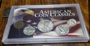 5 US COIN SET WALKING LIB 50C STANDING 25C MERCURY 10C BUFFALO 5C INDIAN 1C