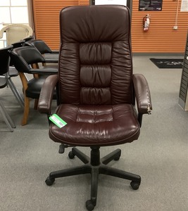 lot 260 image: Red Leather Office Chair