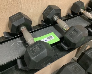 lot 142 image: 15 Lb Dumbbells, Qty 2
