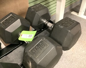 lot 159 image: 100 Lb Dumbbells, Qty 2