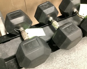 lot 151 image: 60 Lb Dumbbells, Qty 2