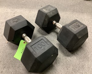 lot 159B image: 100 Lb Dumbbells, Qty 2