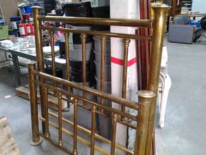 lot 3 image: Brass Tone Head board, Foot board a...
