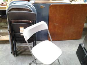lot 21 image: 2 Card Tables and 7 Folding Chairs...