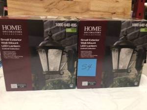 Lot of 2 Home Dcorators Small Exterior Wall Mount LED Lantern See Pictures