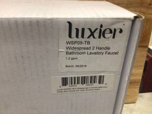 Contemporary 8 in. Widespread 2-Handle Bathroom Faucet with Pop-Up Drain in Brushed Nickel by LUXIER See Pictures
