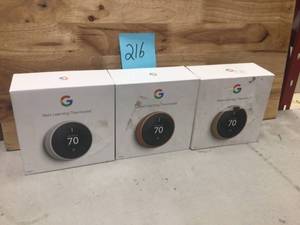 Lot of 3 Nest Learning Google Thermostats See Pictures