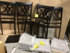 lot 6 image: Set of Baxton Studio Chairs with cushions see pictures