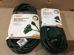 lot 12 image: Lot of two assorted HDX Indoor Multi extension cords se pictures